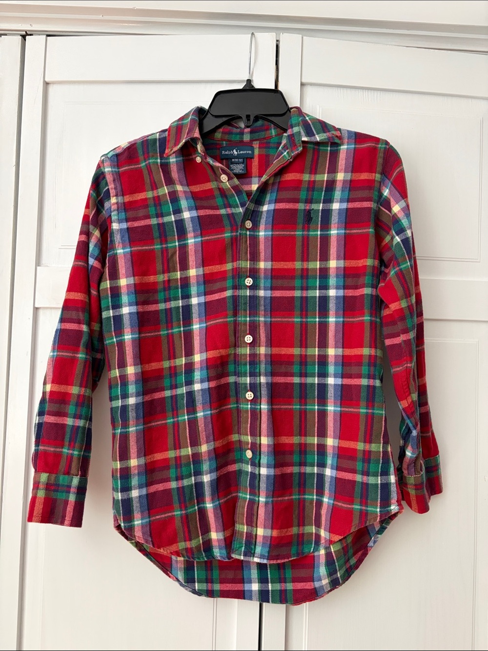 Polo by Ralph Lauren Red Green Plaid Button-Down Shirt size 10/12